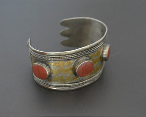 Turkmen Carnelian Gilded Cuff Bracelet