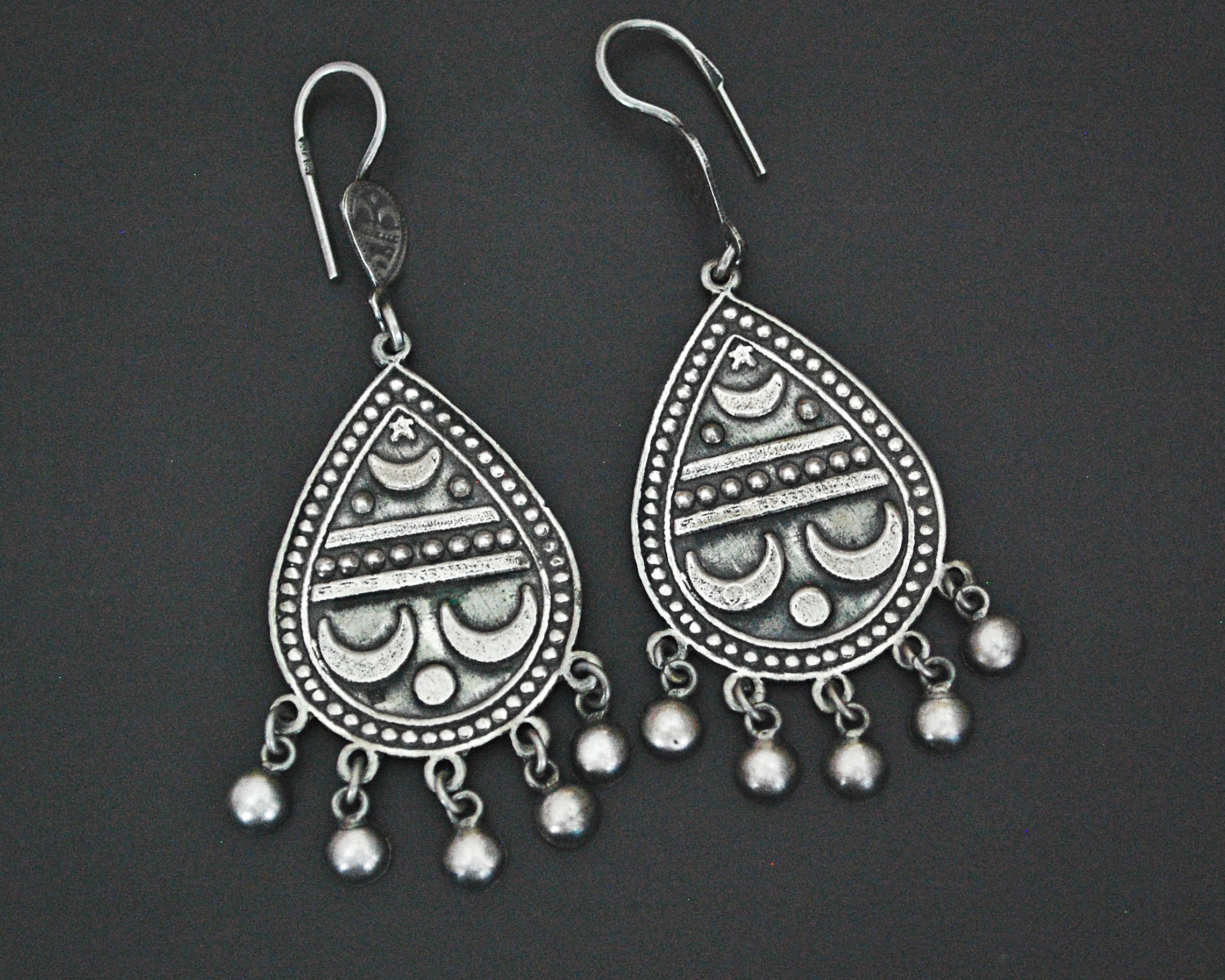 Egyptian Moon and Star Earrings with Bells