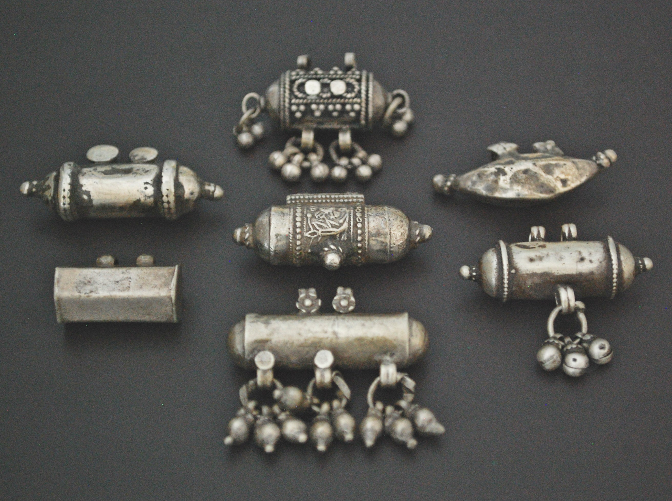 Set Old Indian Taviz Amulet Pendants from Rajasthan