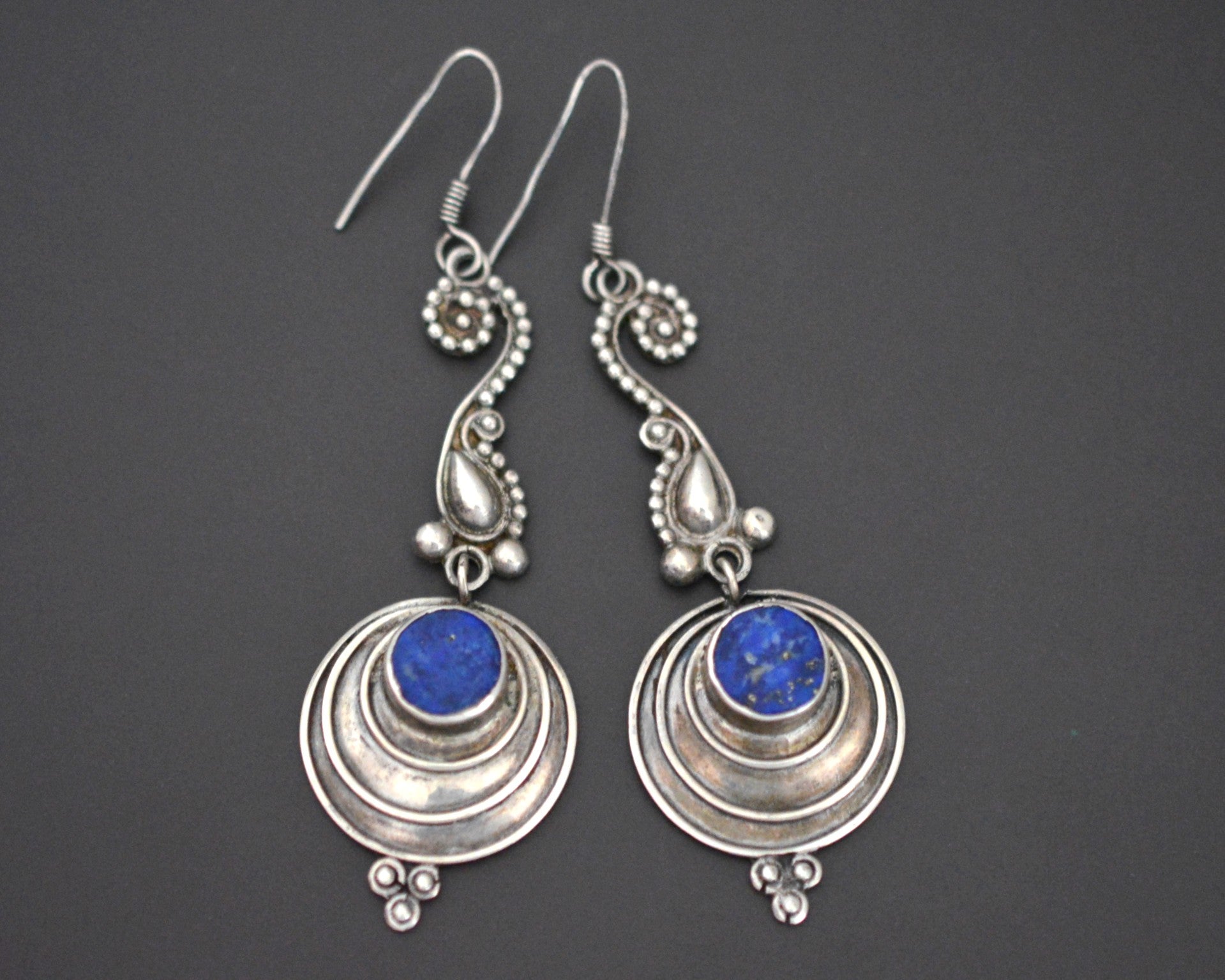 Lapis Lazuli Dangle Earrings from India