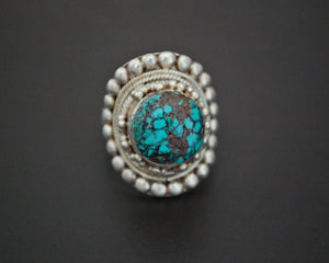 Large Nepali Turquoise Ring - Size 10.5