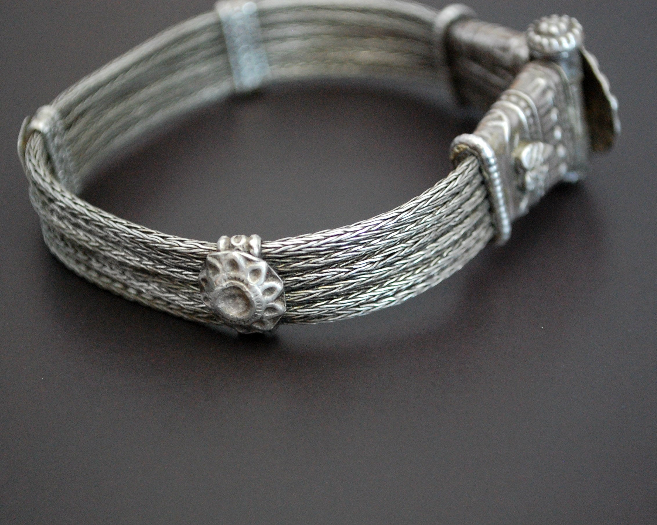 Rajasthani Silver Snake Chain Bracelet with Screw Closure