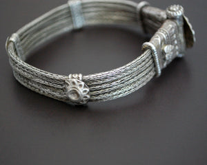 Rajasthani Silver Snake Chain Bracelet with Screw Closure