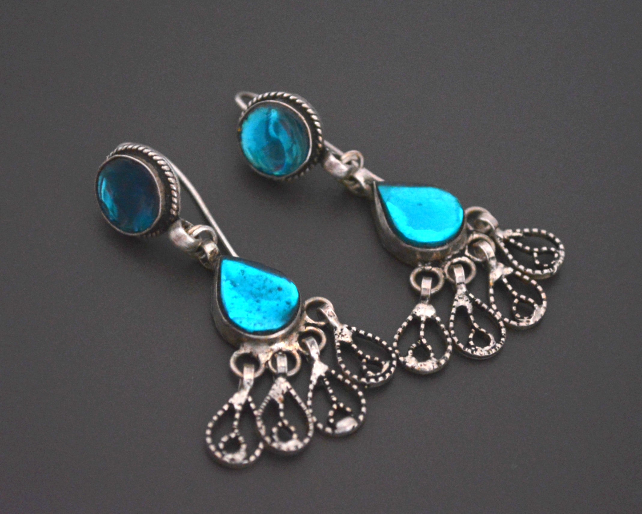 Rajasthani Earrings with Blue Glass
