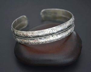 Nepali Silver Cuff Bracelet with Carvings