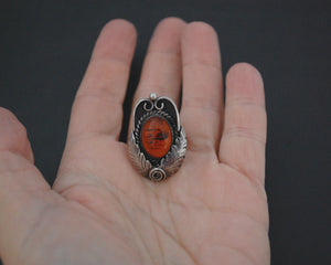 Native American Navajo Amber Ring - Size 6.5