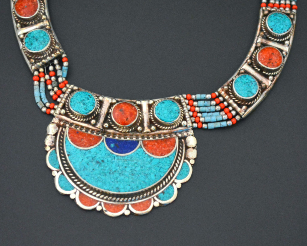 Vintage Nepali Turquoise Coral Necklace