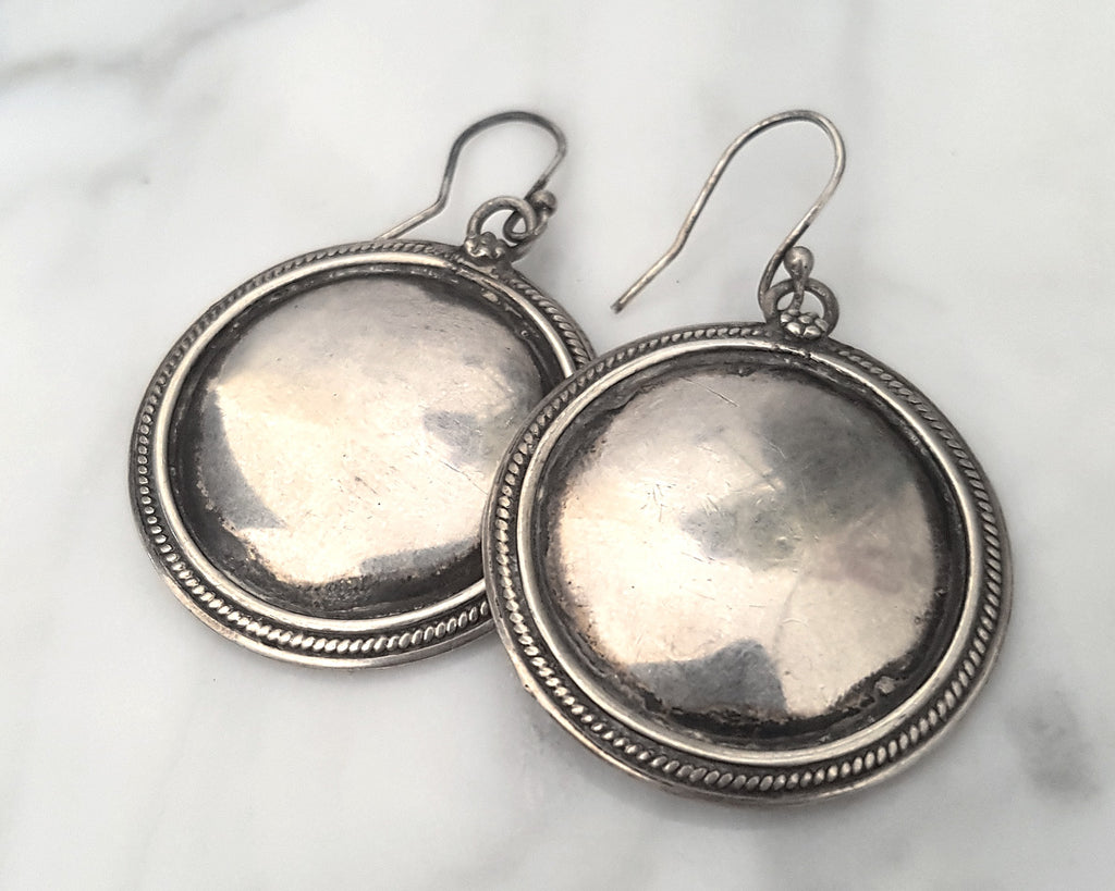 Indian Silver Disc Earrings