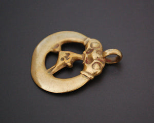 Ethnic Snake Naga Brass Amulet Pendant - Doublesided