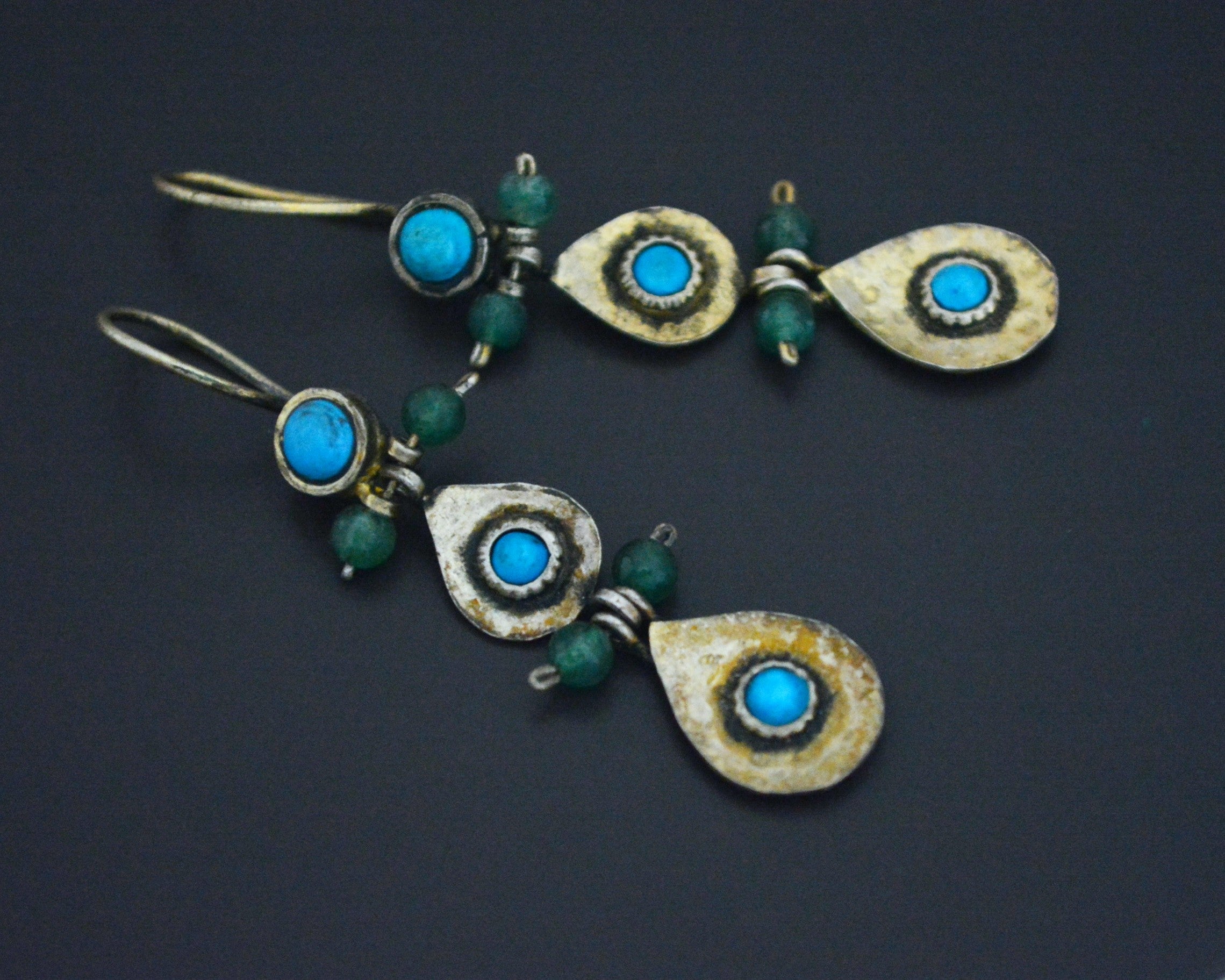 Gilded Uzbek Turquoise Earrings