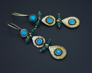Gilded Uzbek Turquoise Earrings