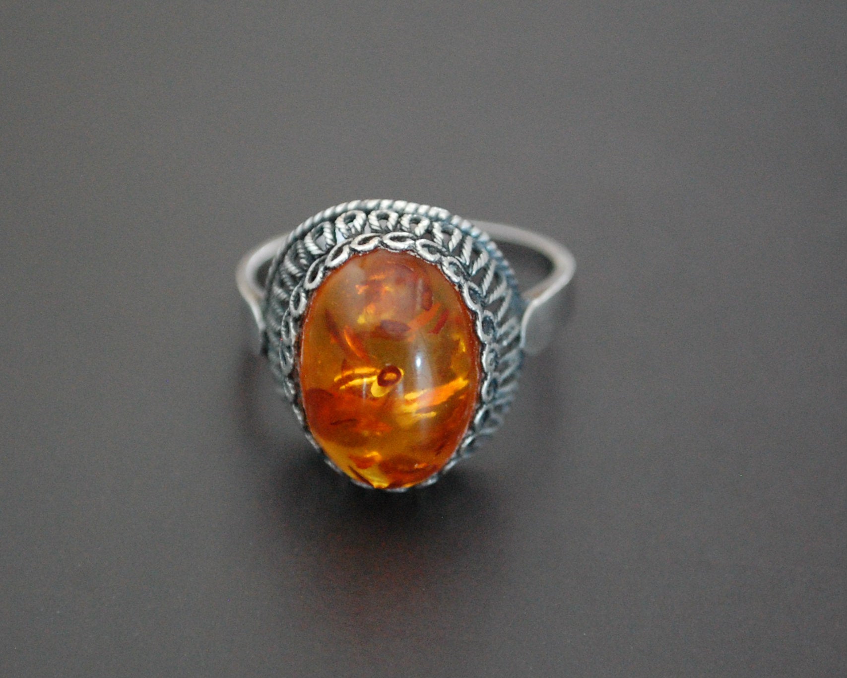 Ethnic Amber Ring - Size 7.5