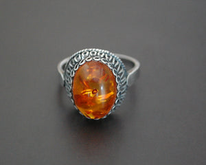 Ethnic Amber Ring - Size 7.5