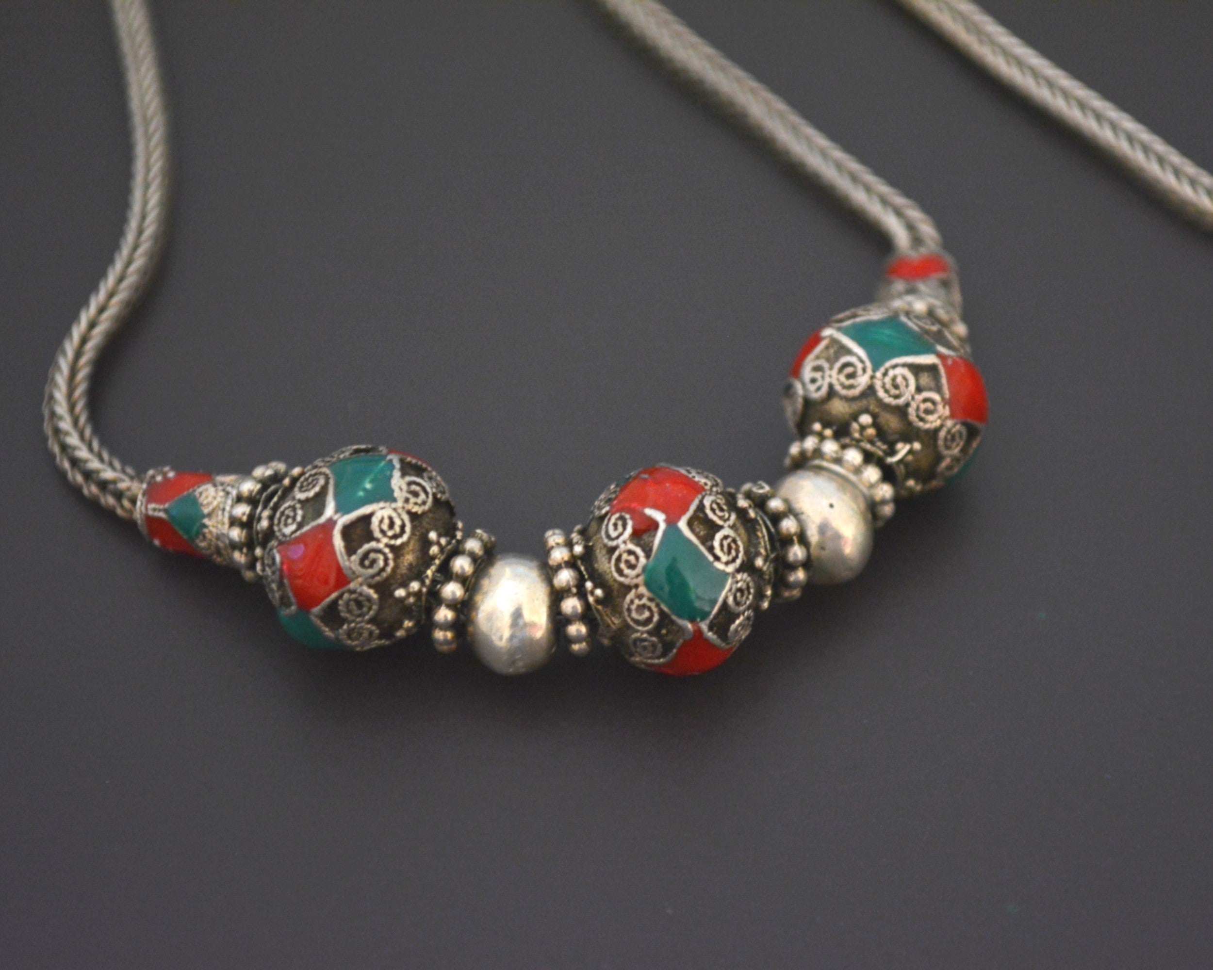 Sri Lanka Enamel Beads Snake Chain Necklace