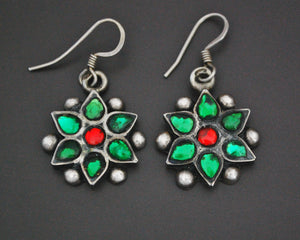 Rajasthani Flower Earrings with Glass