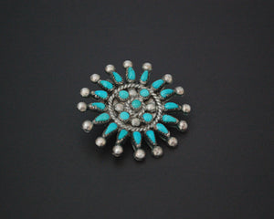 Zuni Petit Point Turquoise Pendant Brooch