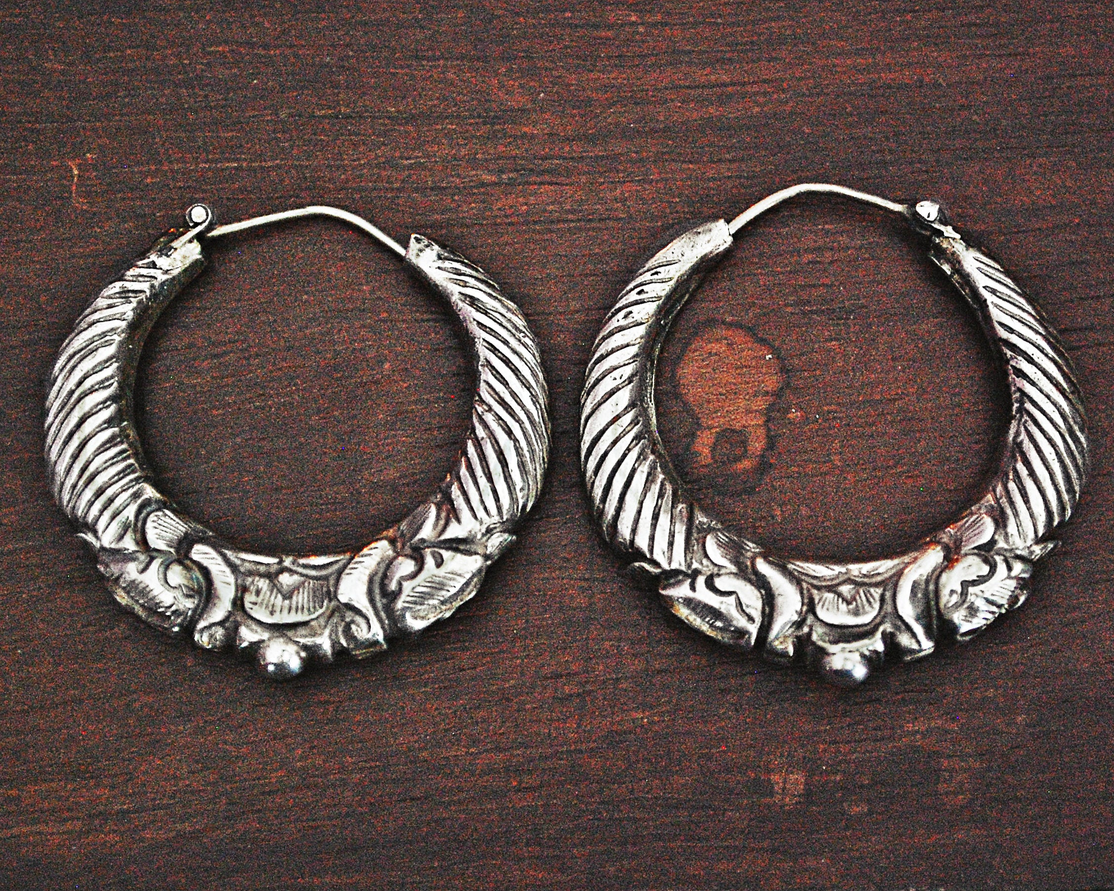 Nepali Silver Hoop Earrings