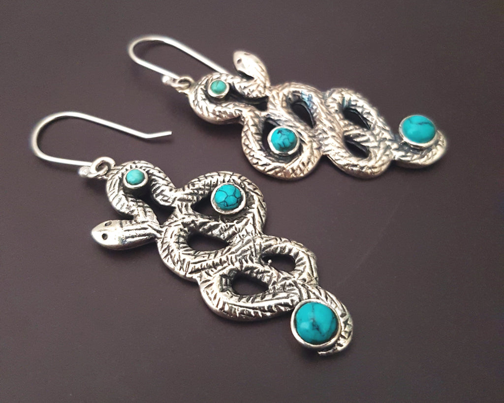 Snake Turquoise Dangle Earrings