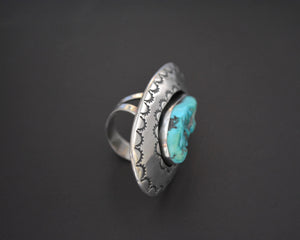 Splendid Native American Turquoise Ring - Size 8.5