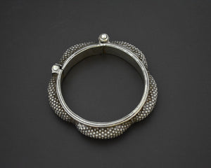 Small Ethnic Tribal Indian Silver Bracelet - Hinged
