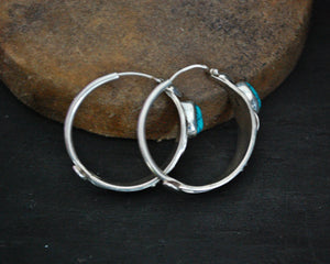 Ethnic Hoop Earrings with Turquoise