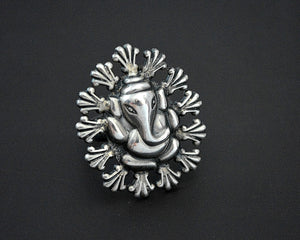 Ganesha Sterling Silver Ring - Size 7 - Adjustable