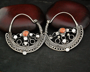 Reserved E. - Antique Afghani Hoop Earrings with Coral