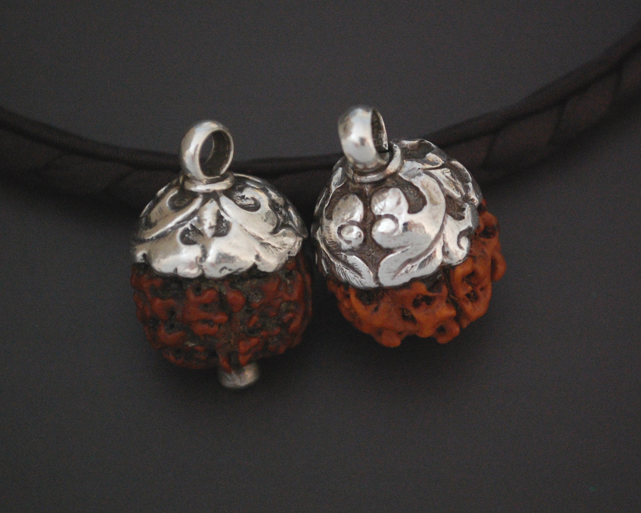 Rudraksha Bead Pendant with Silver Cap
