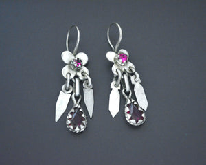 Afghani Earrings with Pink Glass Stones