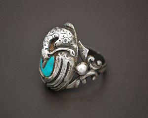 Ethnic Peacock Turquoise Ring - Size 9.5