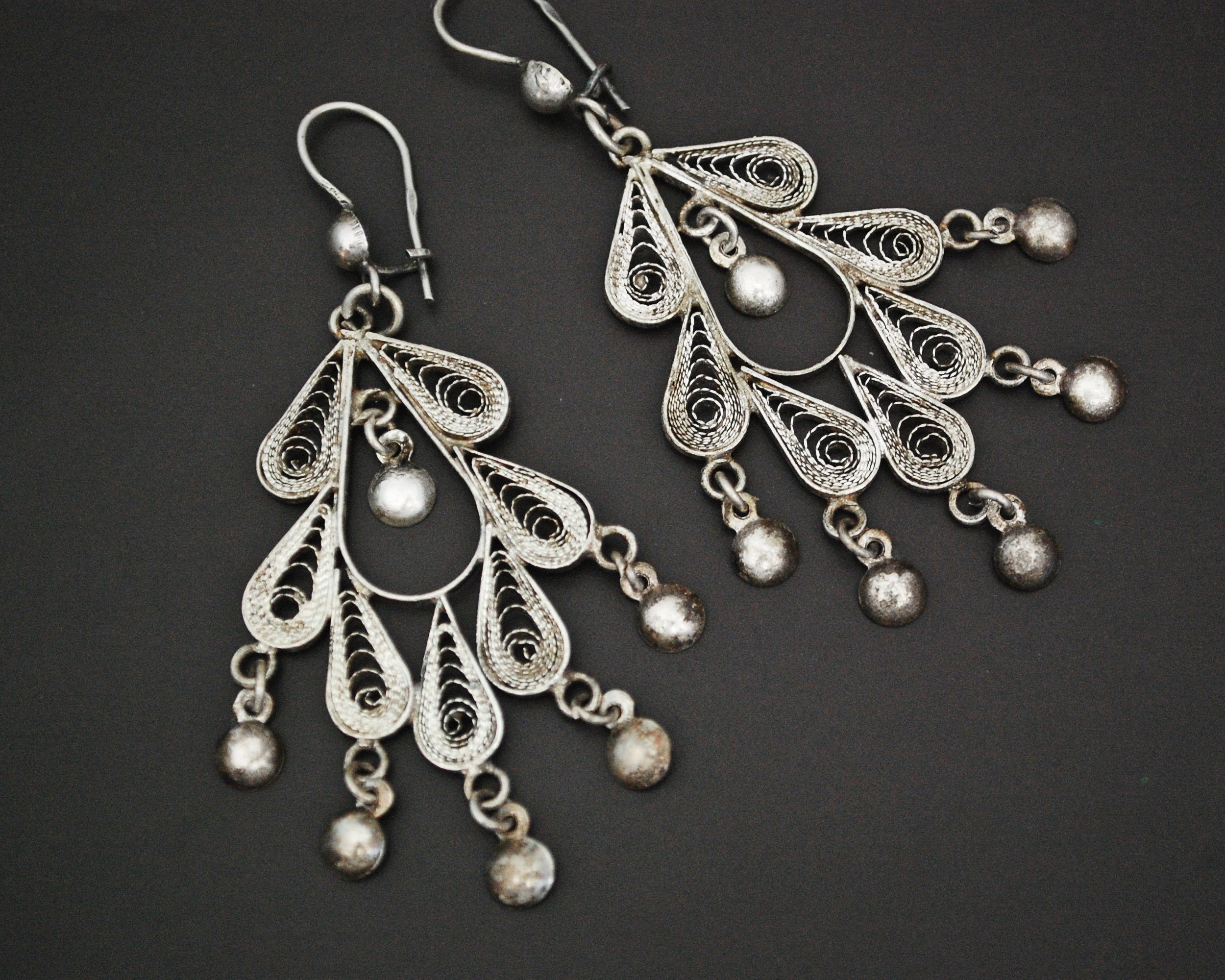 Ethnic Oriental Filigree Dangle Earrings