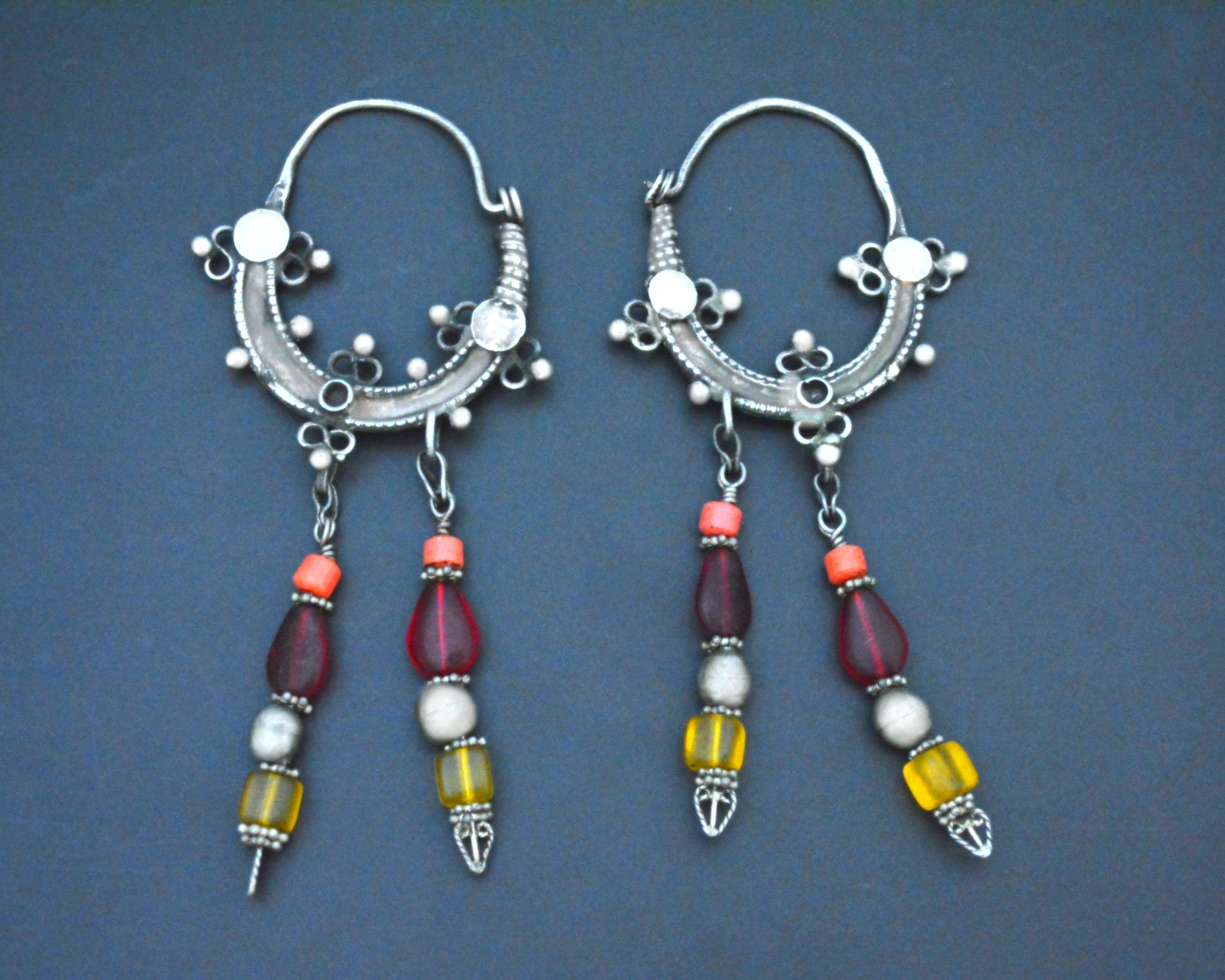 Reserved E. - Afghani Hoop Earrings with Bead Dangles