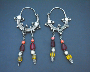 Reserved E. - Afghani Hoop Earrings with Bead Dangles