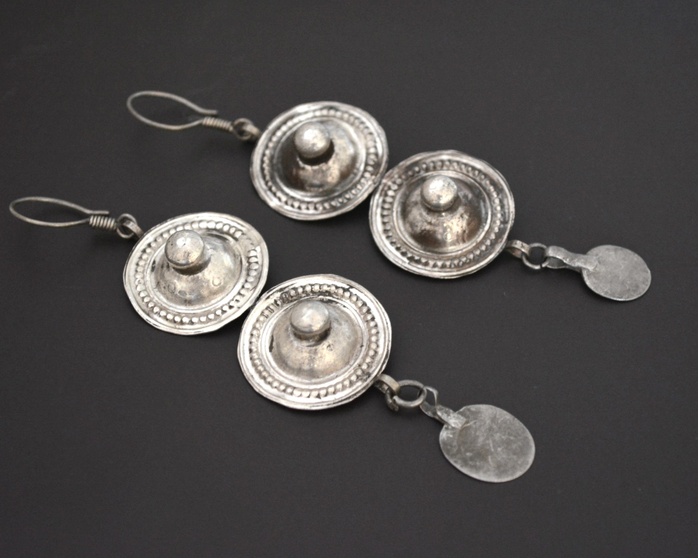 Large Afghani Silver Earrings with Dangles