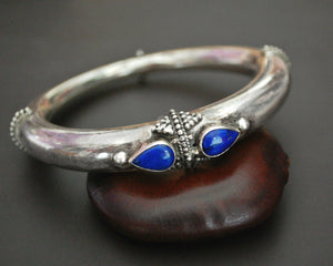 Large Indian Silver Bracelet with Lapis Lazuli