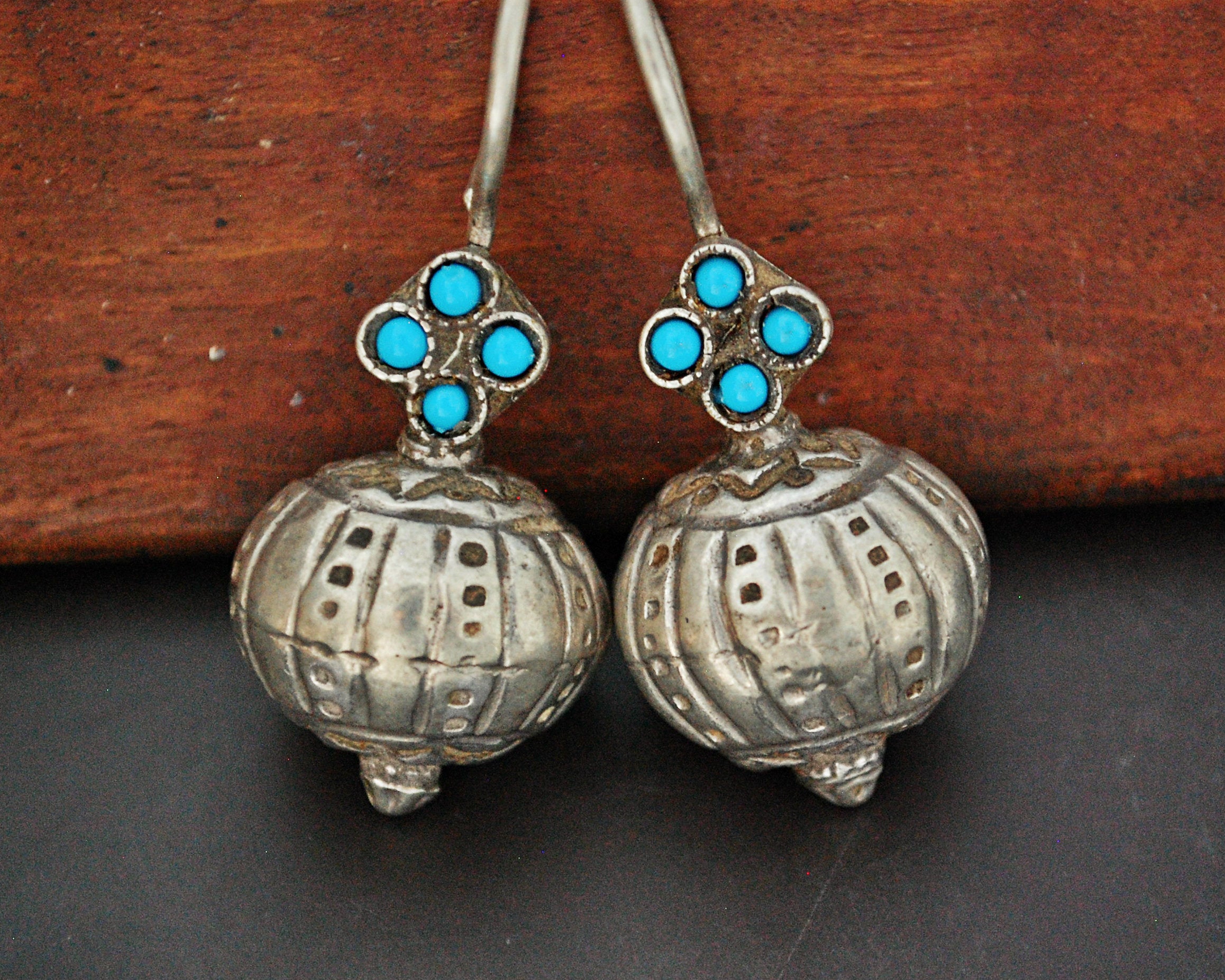Antique Afghani Earrings with Turquoise
