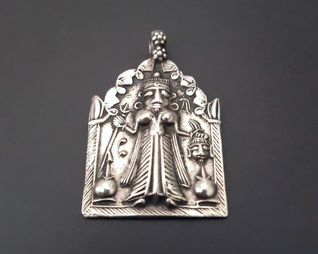 Indian Silver Hindu Diety Amulet Pendant