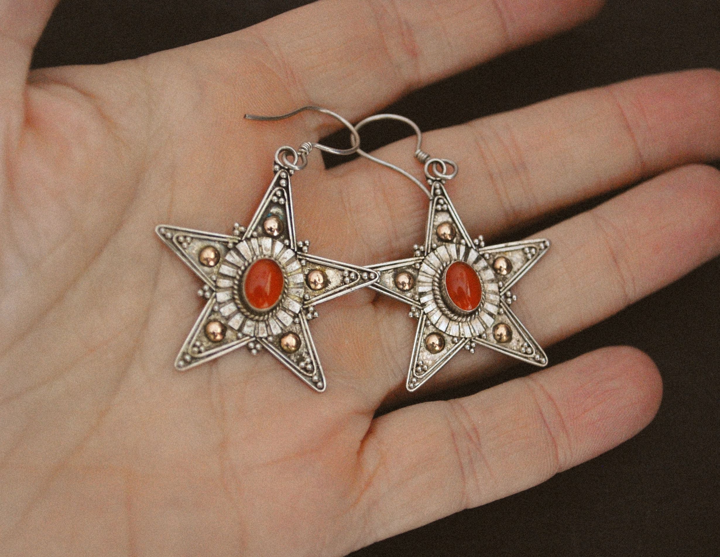 Carnelian Star Earrings from Bali