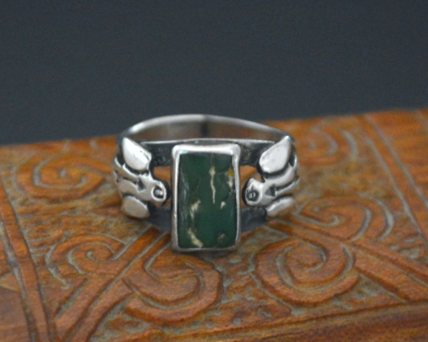 Navajo Thunderbird Turquoise Ring - Size 6