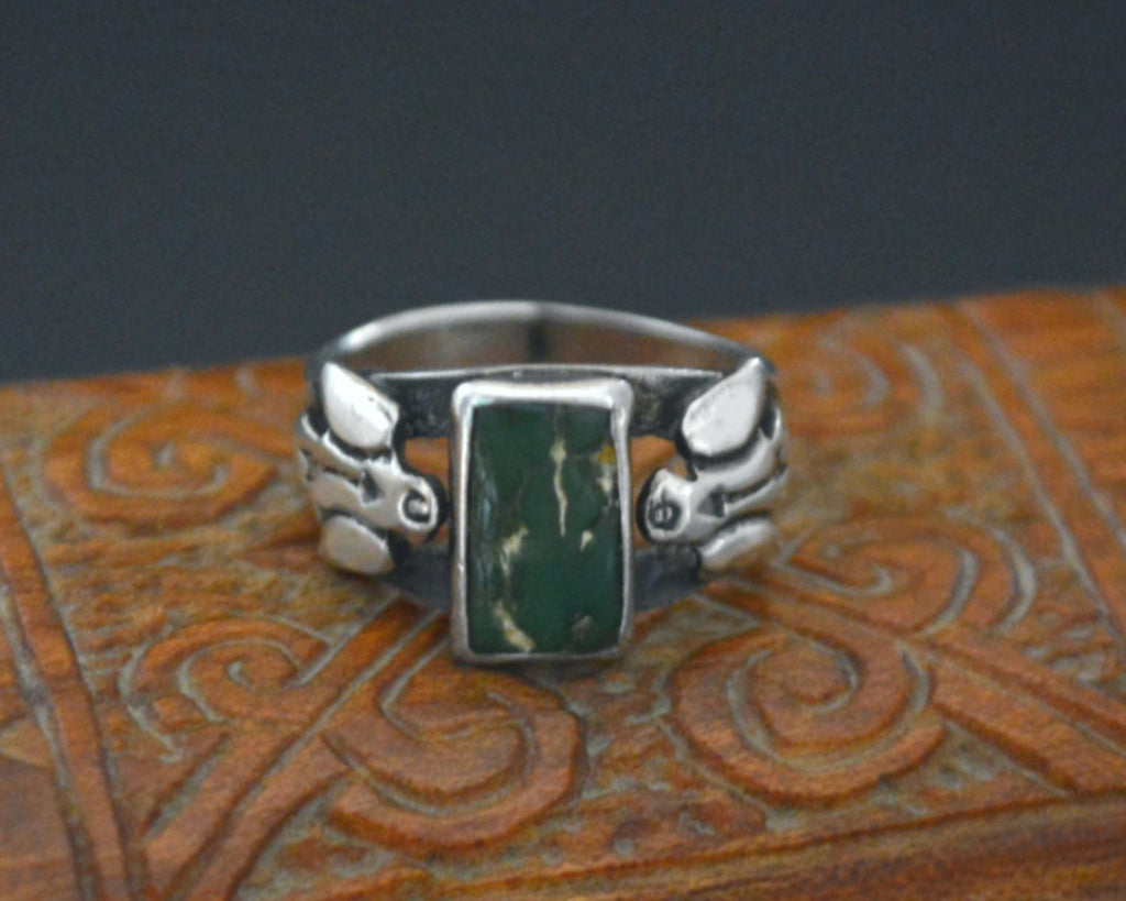 Navajo Thunderbird Turquoise Ring - Size 6