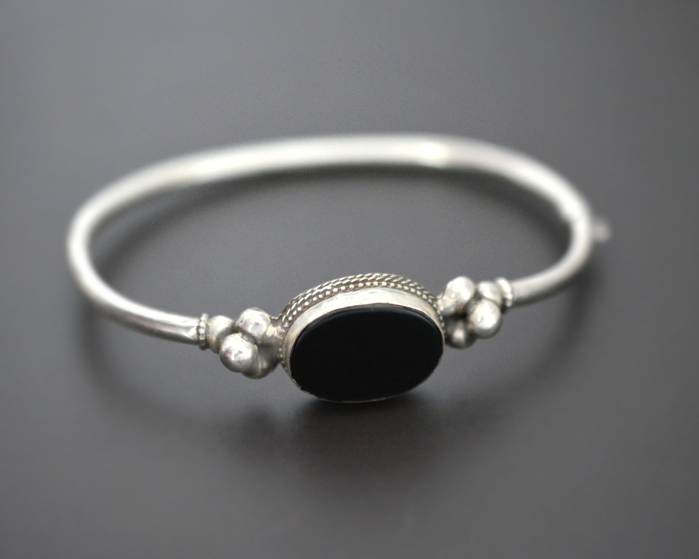 Vintage Onyx Bracelet from India - Hinged