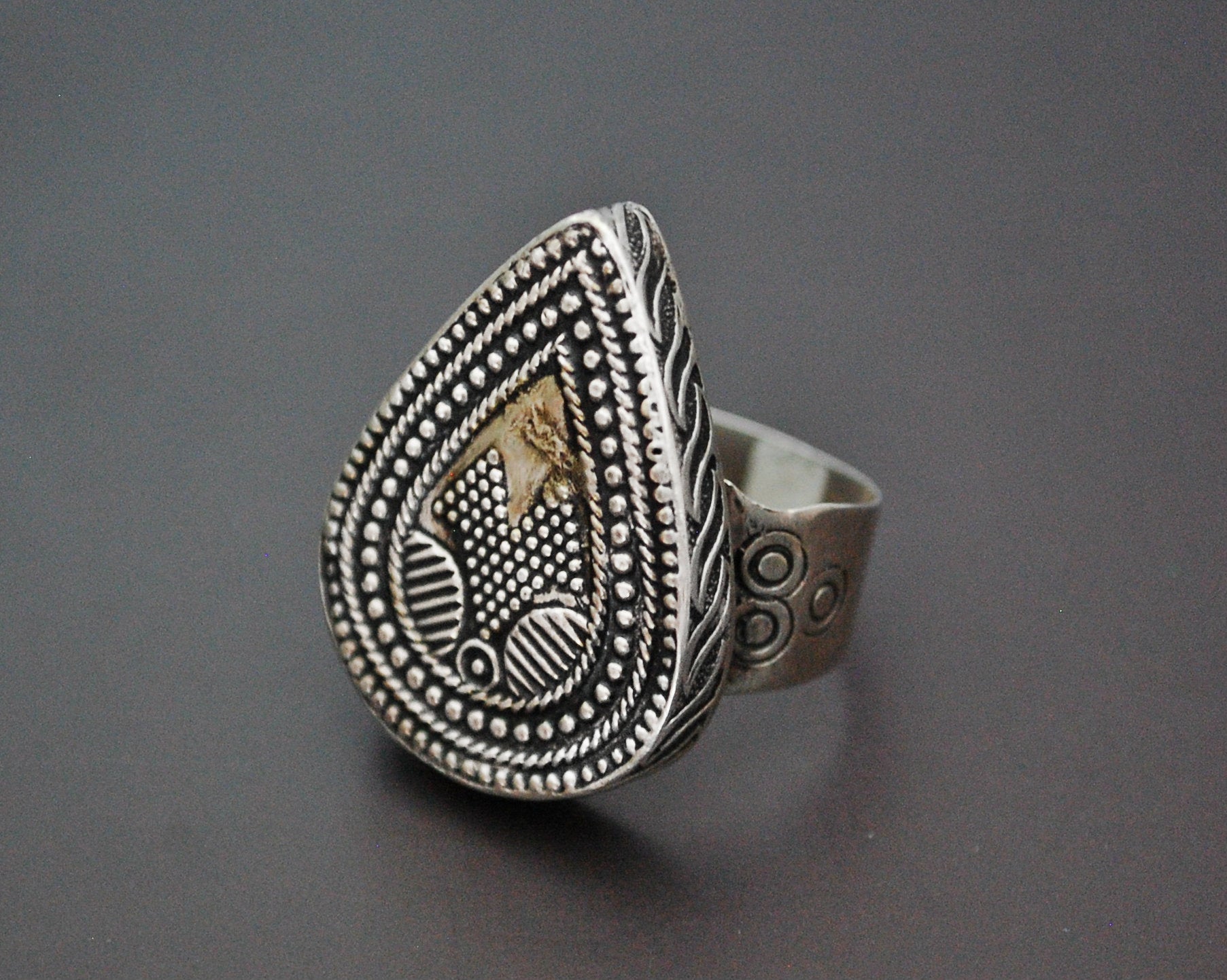 Kazakh Silver Gilded Ring - Size 7.75 / 8