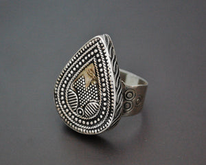 Kazakh Silver Gilded Ring - Size 7.75 / 8