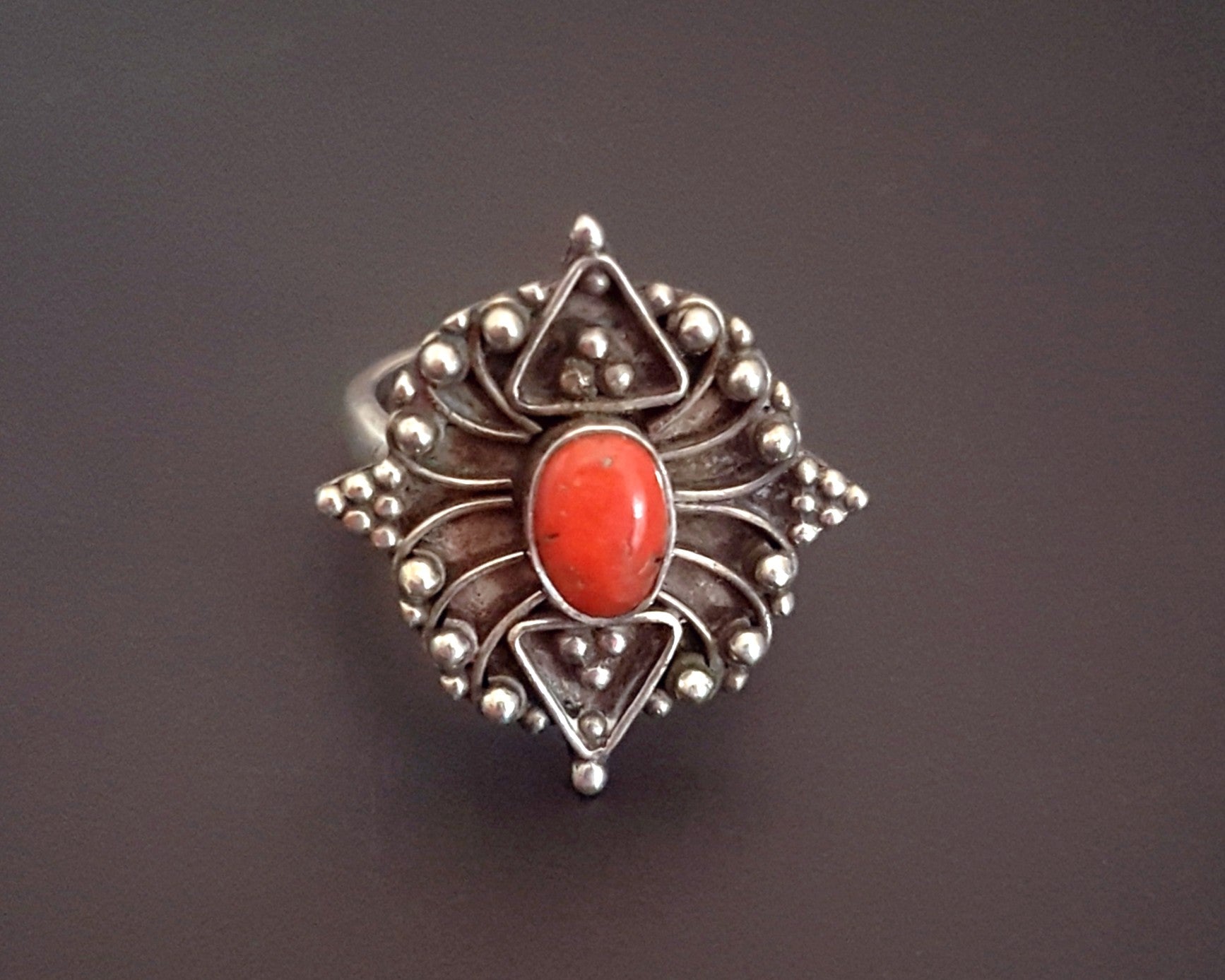 Ethnic Coral Ring - Size 8.5