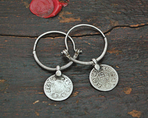 Indian Tribal Hoop Earrings with Coins