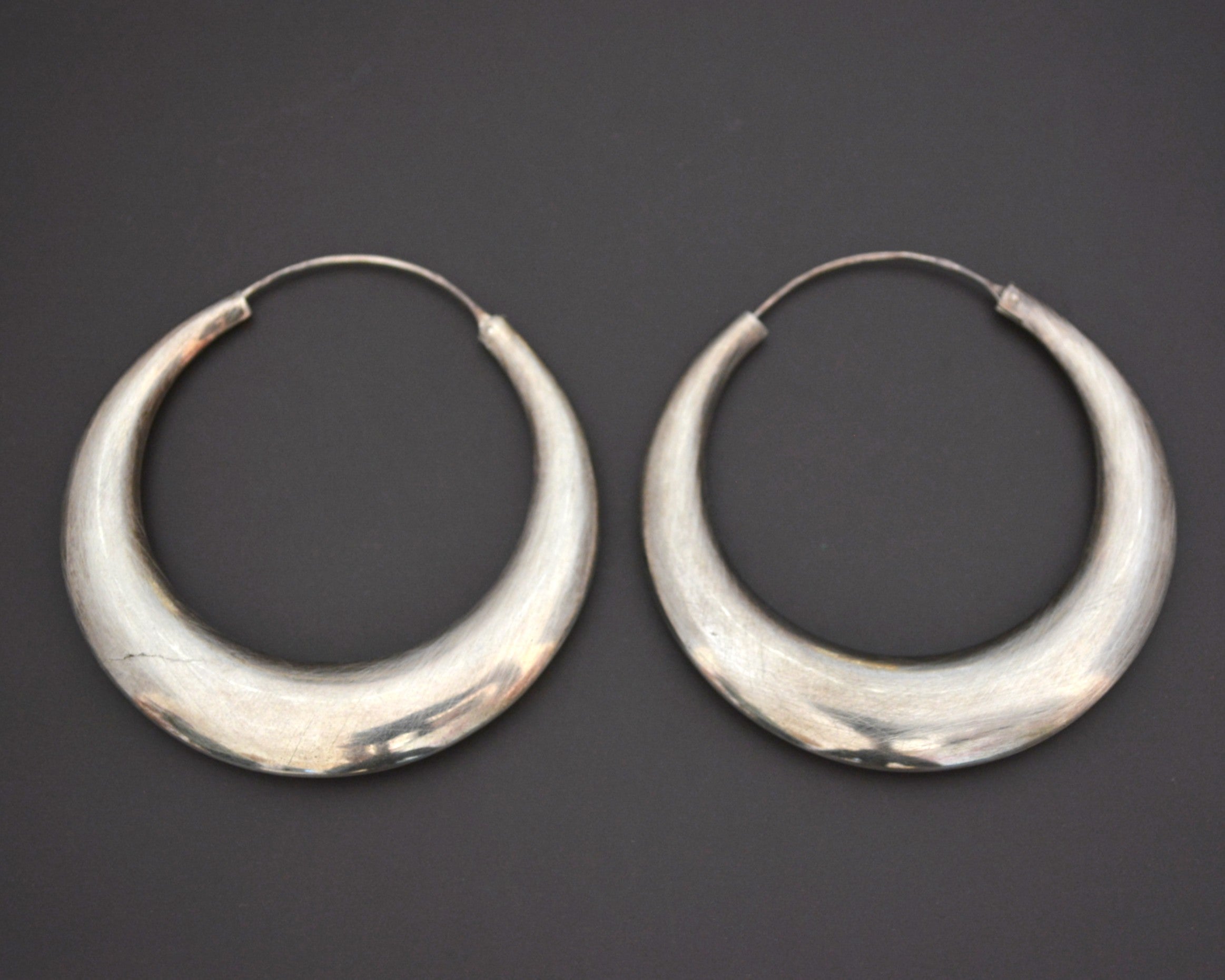Huge Ethnic Flatened Hoop Earrings - XLarge