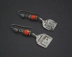 Old Hindu Amulet Sapta Matrikas Coral Earrings