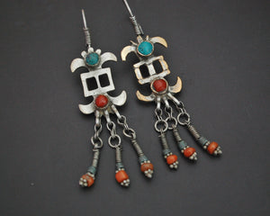 Uzbek Coral Turquoise Earrings