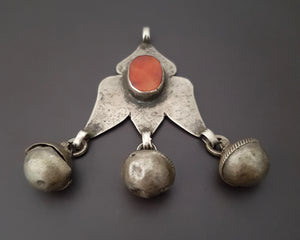 Turkmen Carnelian Pendant with Bells