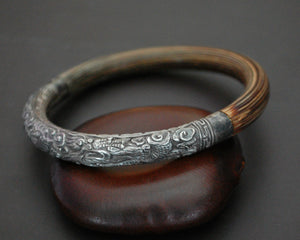 Antique Chinese Silver Bamboo Dragon Bracelet